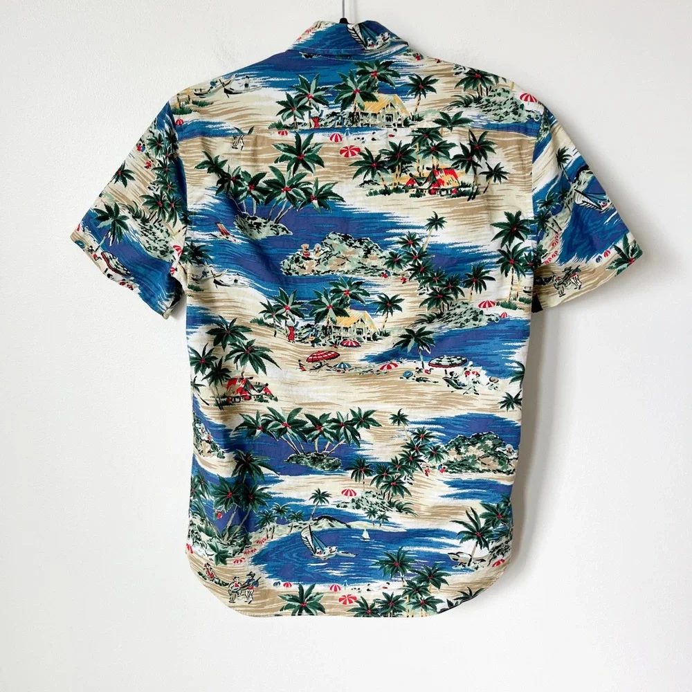 J.Crew‎ Mercantile Flex Short Sleeve Tropical Print Button Up Shirt Mens Small